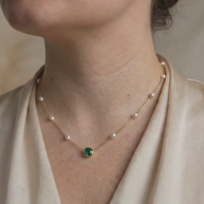 Ella Birthstone Pearl Chain Necklace