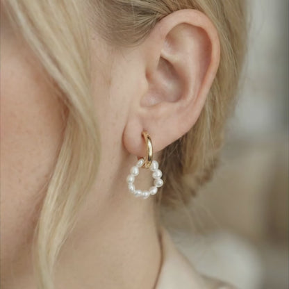 Rhea 2 in 1 Pearl Hoop Earrings