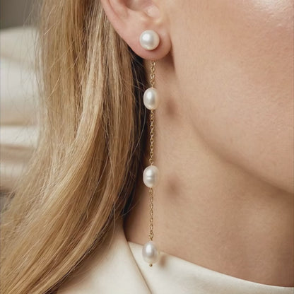 Maria 3 in 1 Convertible Long Pearl Earrings