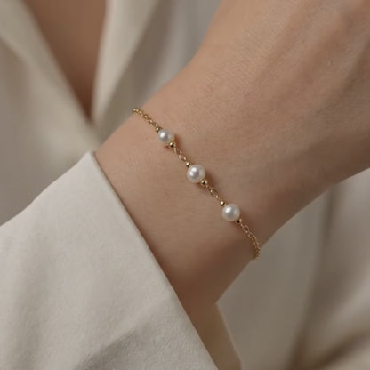 Livia Three Pearl and Beads Bracelet