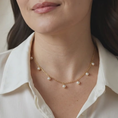 Alba Round Pearl Drops Necklace
