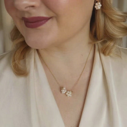 Rosalie Two Pearl Blossom Necklace