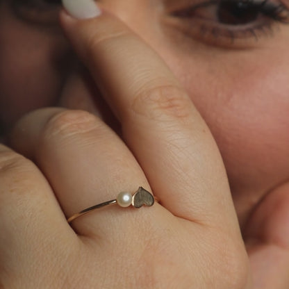 Daphne Heart and Pearl Ring