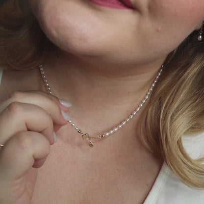 Juliette Key and Heart Locket Pearl Necklace
