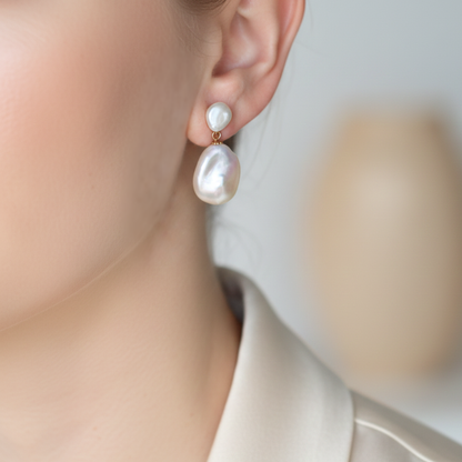 Seraphine Sculptural Baroque Pearl Drop Earrings
