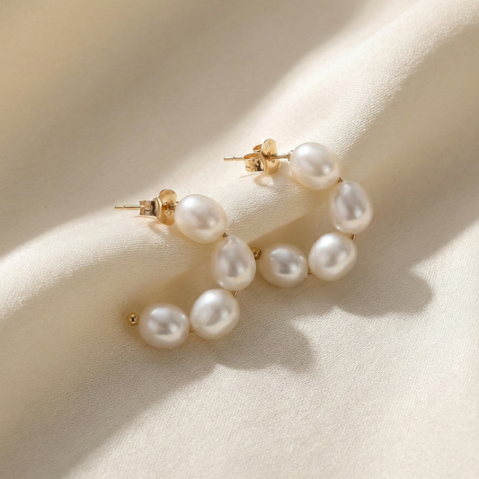 Damia Pearl Half Hoop Earrings