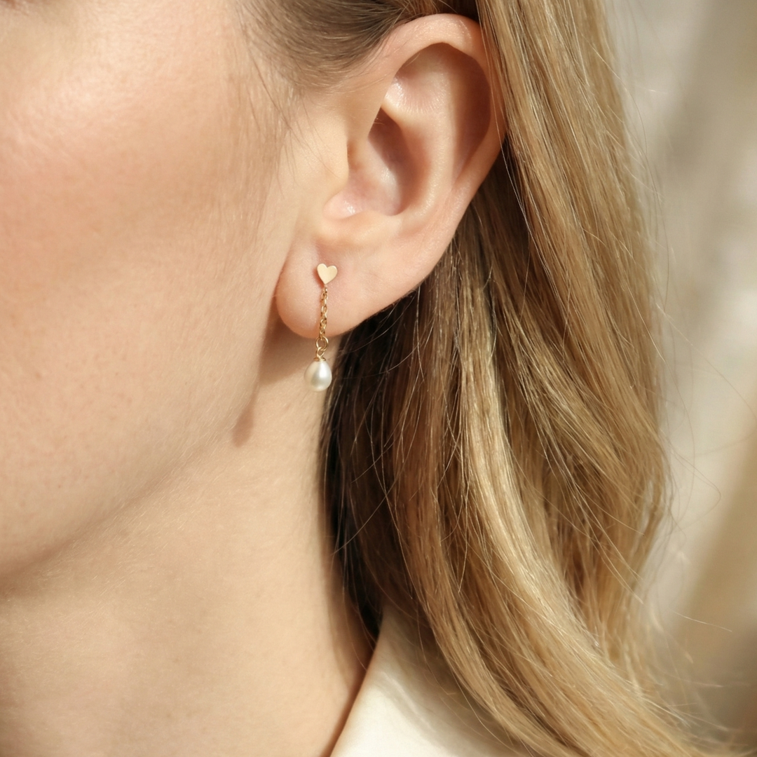 Beatrice Heart and Teardrop Pearls Earrings