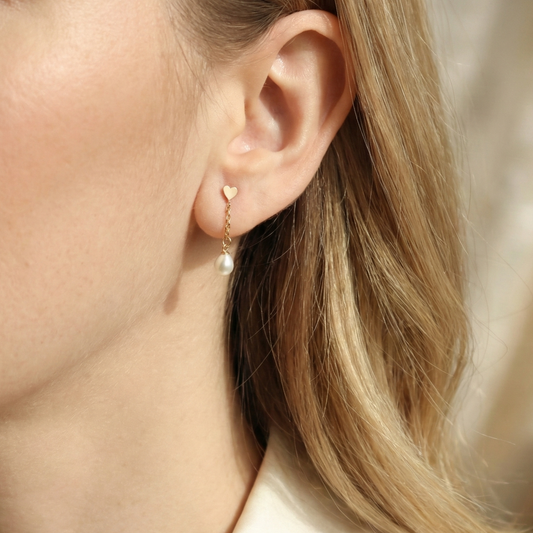 Beatrice Heart and Teardrop Pearls Earrings