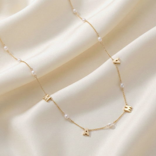 M-A-M-A Pearl Chain Necklace