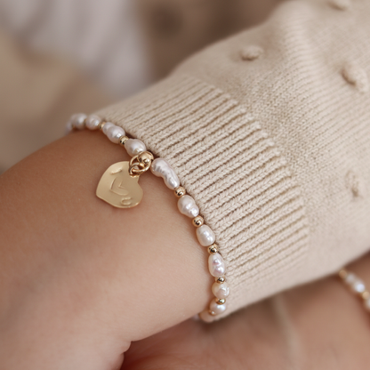 Spark of Love Pearl and Beads Bracelet with Personalised Heart Charm