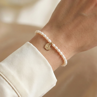 Timeless Bond Pearl Bracelet with Personalised Heart Charm