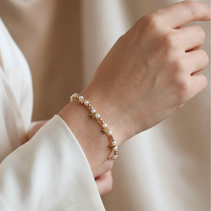 M-A-M-A  Beaded Pearl Bracelet