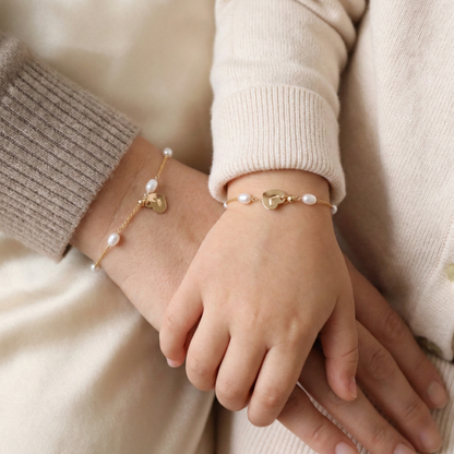 Linked Hearts Pearl Bracelet with Personalised Heart Charm