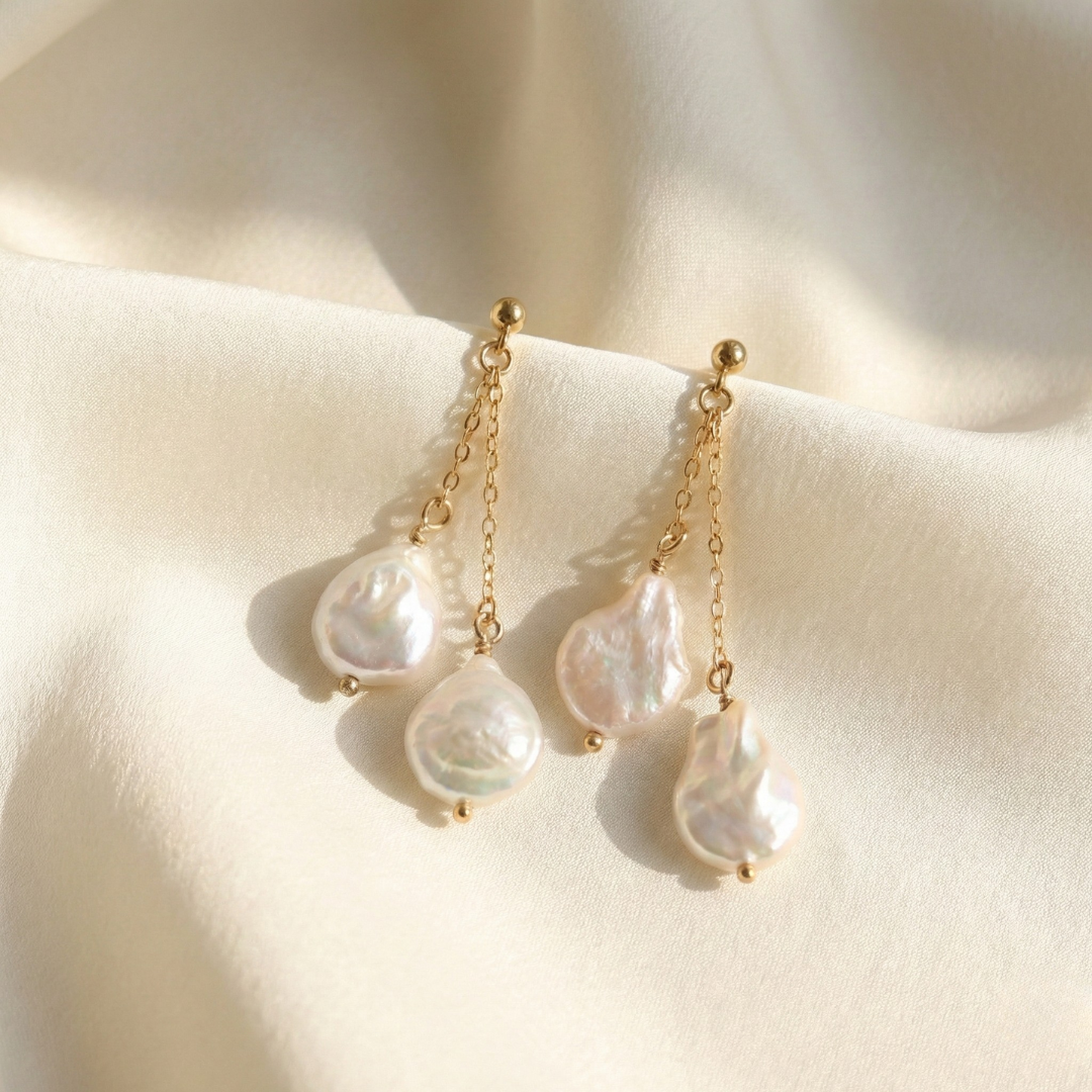 Layla Baroque Pearl Drop Stud Earrings