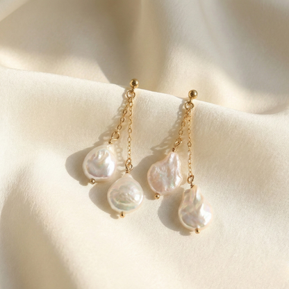 Layla Baroque Pearl Drop Stud Earrings