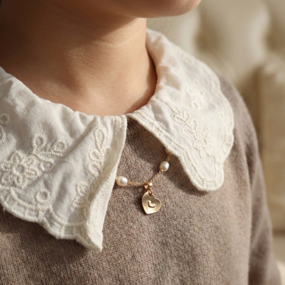 Linked Hearts Pearl Necklace with Personalised Heart Charm