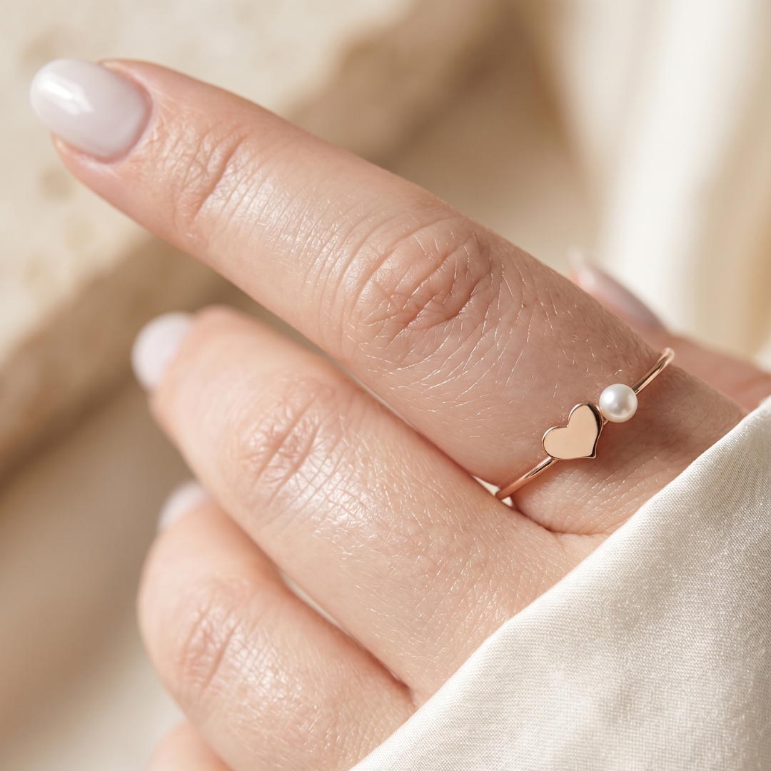 Daphne Heart and Pearl Ring
