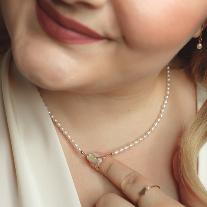 Juliette Key and Heart Locket Pearl Necklace