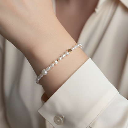 Selene Hearts, Beads and Pearls Bracelet