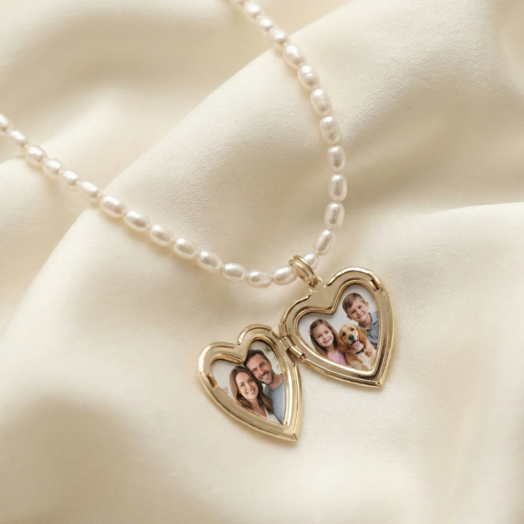 Heart Locket Classic Pearl Necklace