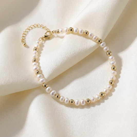 Ruby Pearl and Beads Cluster Bracelet