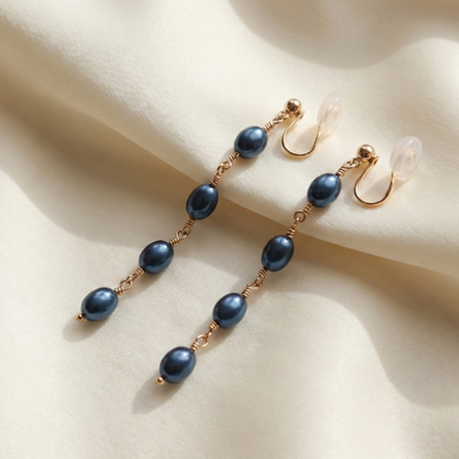 Amelia Drop Pearl Earrings - Clip On