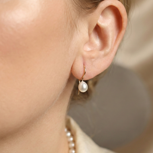 Riley Teardrop Pearl Hook Earrings