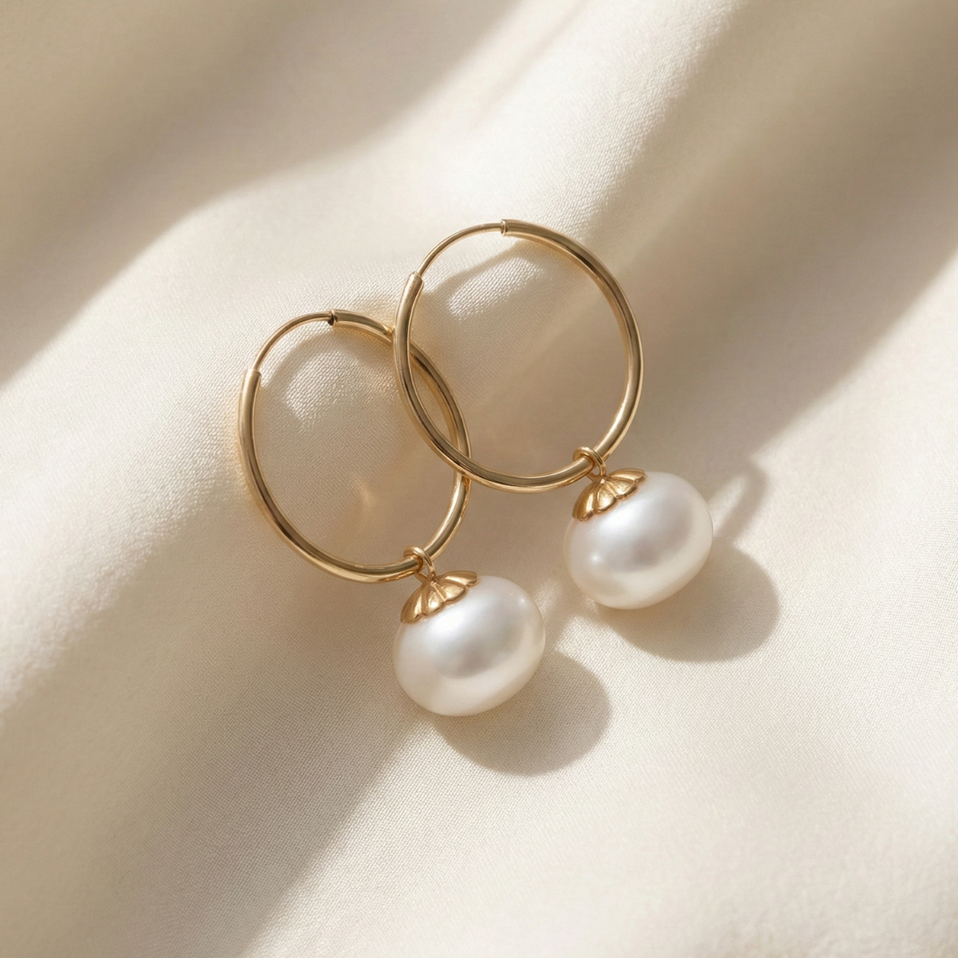 Zoe 2 in 1 Pearl Hoop Earrings