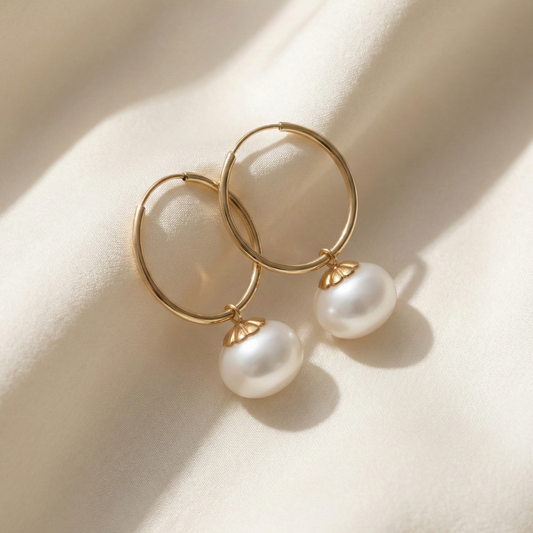 Zoe 2 in 1 Pearl Hoop Earrings