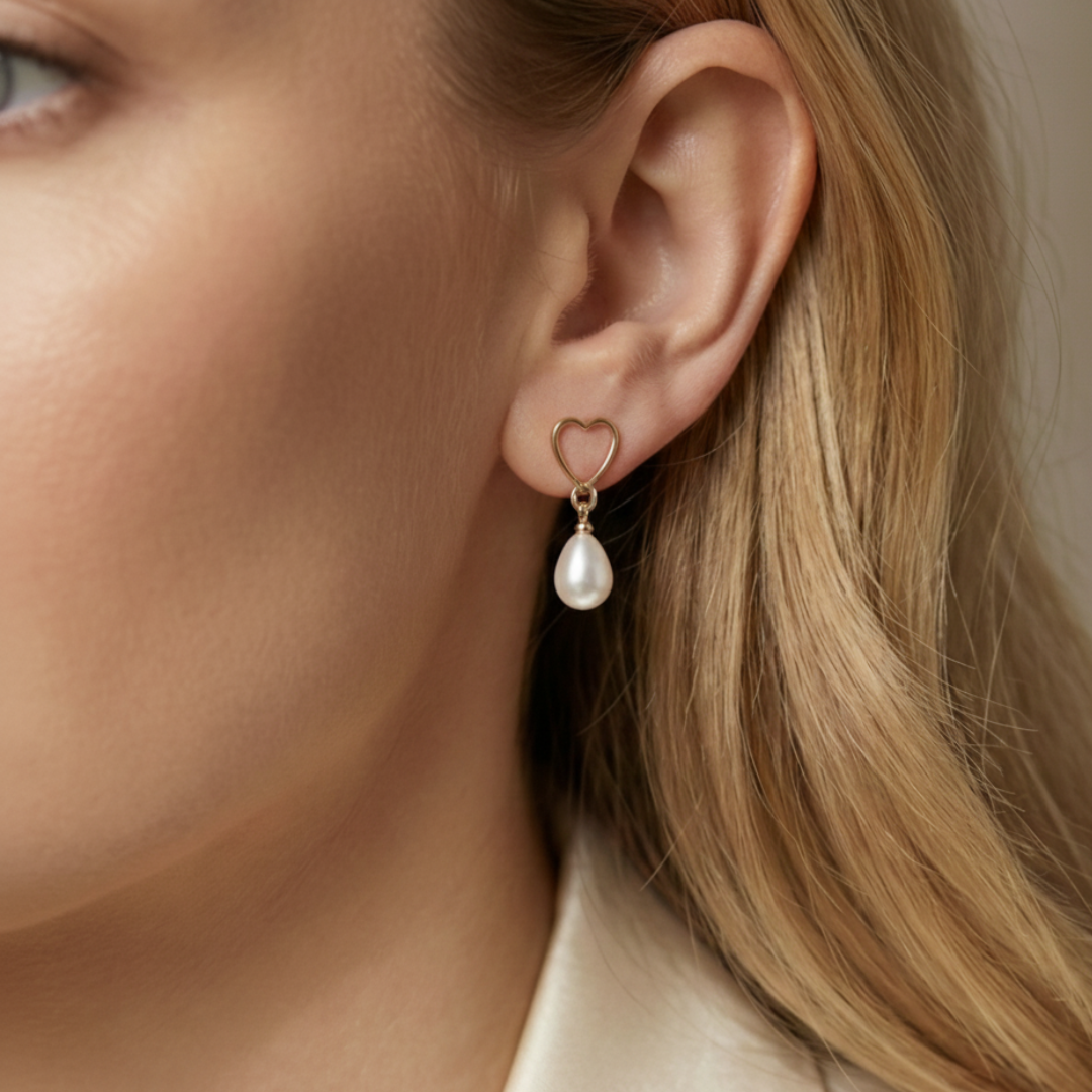 Arabella Heart and Teardrop Pearls Earrings
