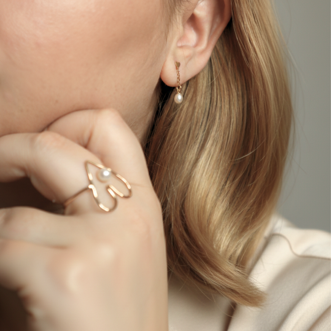 Beatrice Heart and Teardrop Pearls Earrings