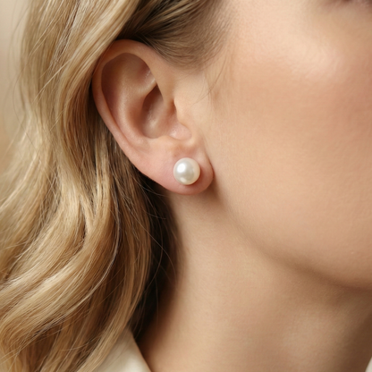 Mimi Large (9 mm) Pearl Stud Earrings