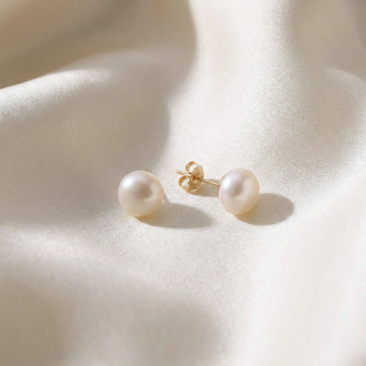 Mimi Large (9 mm) Pearl Stud Earrings