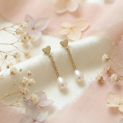 Beatrice Heart and Teardrop Pearls Earrings